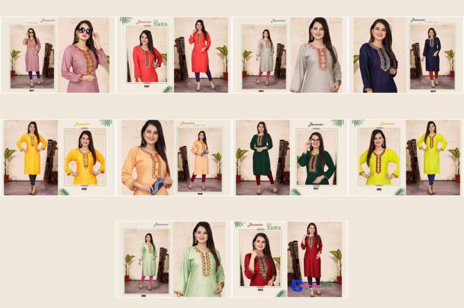 Aagya Jasmine 2 Ethnic Wear Embroidery Rayon Designer Kurti Collection
